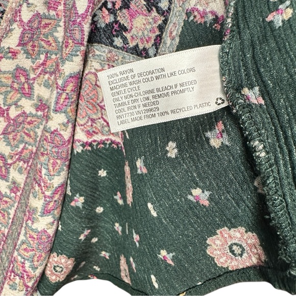 Knox Rose Boho Midi Dress XL Green Floral Paisley Tassel Peasant Style - Picture 8 of 12